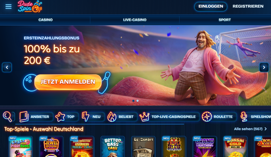 Das Dude Spin Casino Partnerprogramm im Test für Deutschland